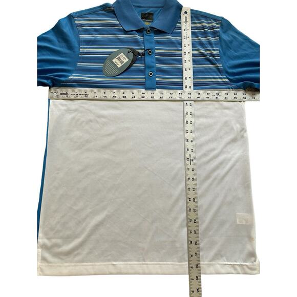 Greg Norman Golf Shirt Play Dry Performance Sz S Blue white Stripes NWT $75 - Picture 5 of 11